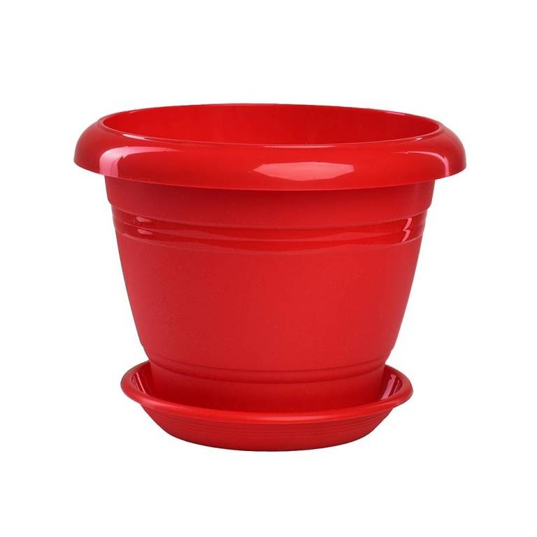 Пластиковый горшок "Фестона", D17, красный с поддоном, 5PL0050 фото на RBNG